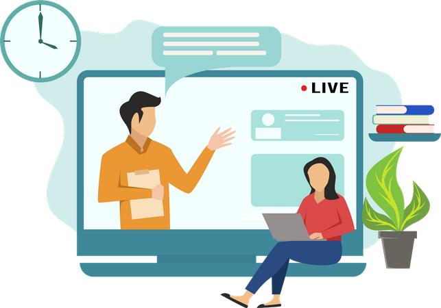 Woman attending online class  Illustration