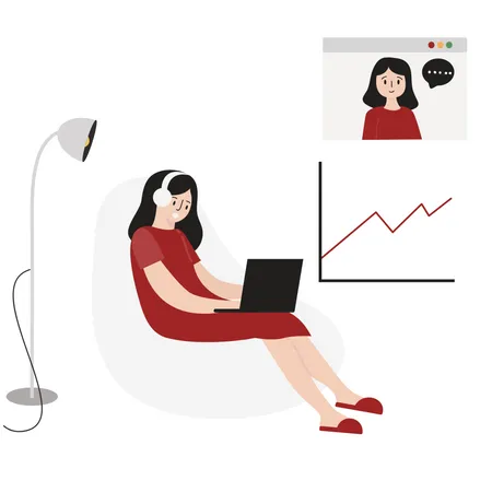 Woman attending Online Meeting  Illustration