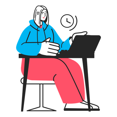 Woman attending online meeting Illustration