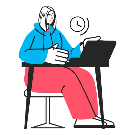 Woman attending online meeting Illustration