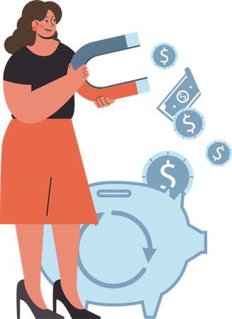 Woman attracting finance  Illustration