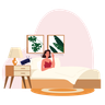 illustrations of wake up woman sleeping on bed