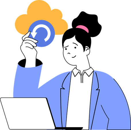 Woman Backup form Cloud  Illustration