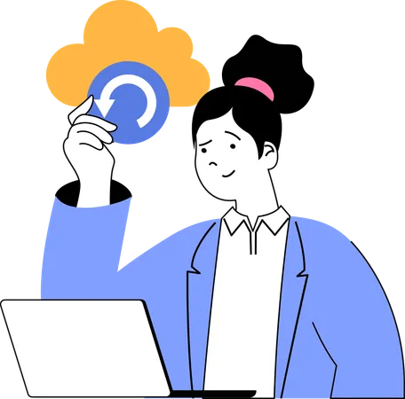 Woman Backup form Cloud  Illustration