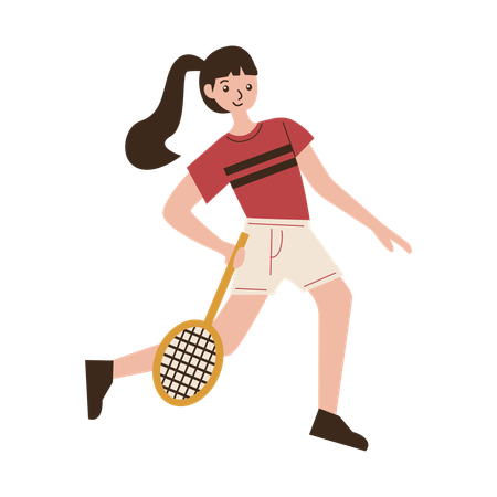 Woman Badminton Player Drop Shot Movement  Illustration