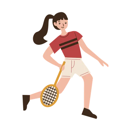 Woman Badminton Player Drop Shot Movement  Illustration