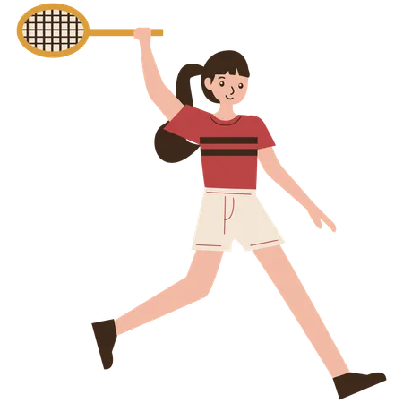 Woman Badminton Player Lob Movement  Illustration