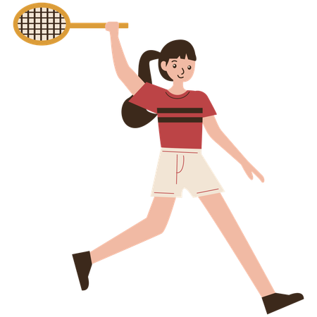 Woman Badminton Player Lob Movement  Illustration