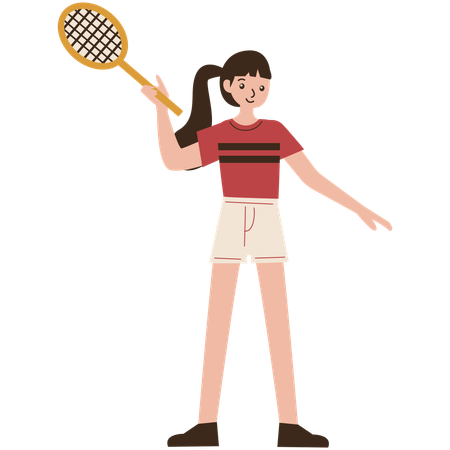Woman Badminton Player Serve Movement  Illustration