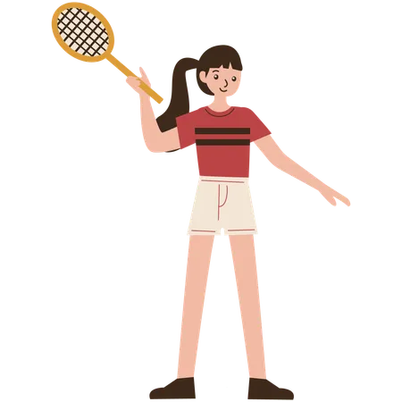 Woman Badminton Player Serve Movement  Illustration