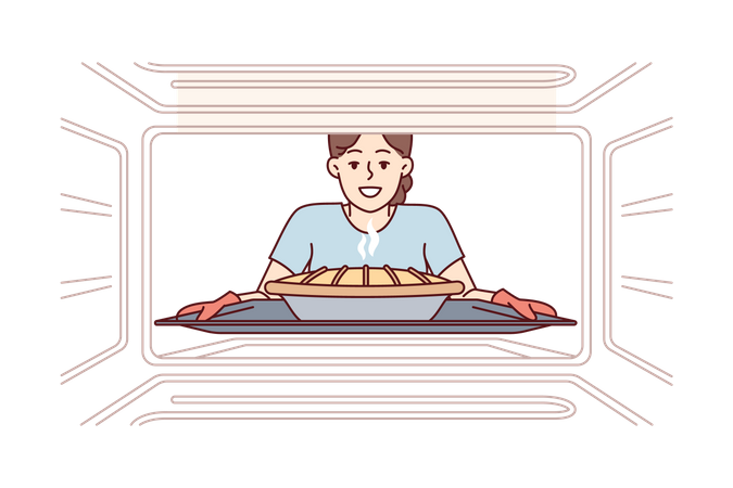Woman baking pan cake  Illustration