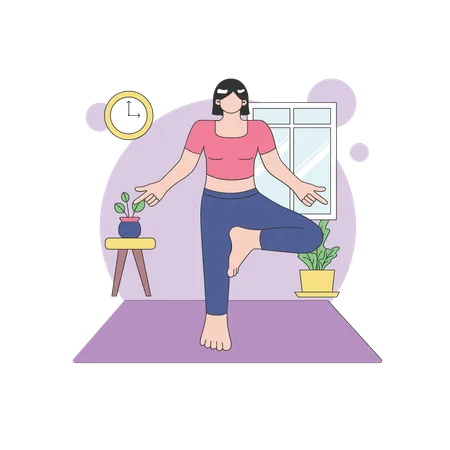 Woman Balanced Pose  Illustration