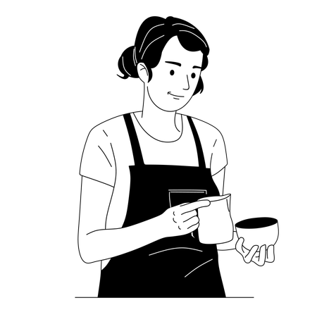 Woman Barista Making Coffee  Illustration