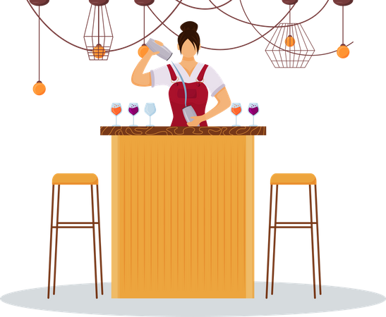 Woman bartender Illustration