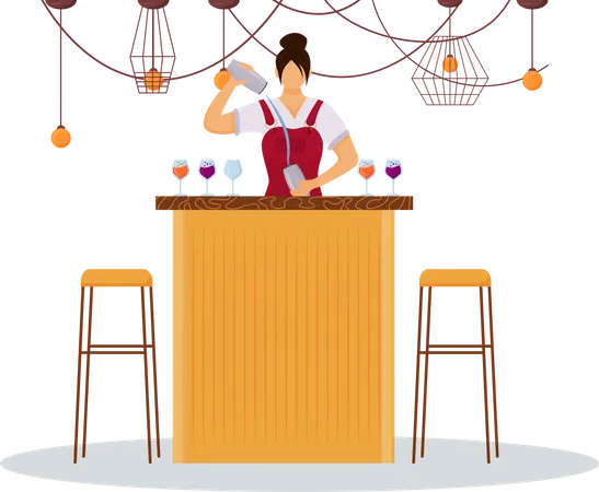 Woman bartender Illustration