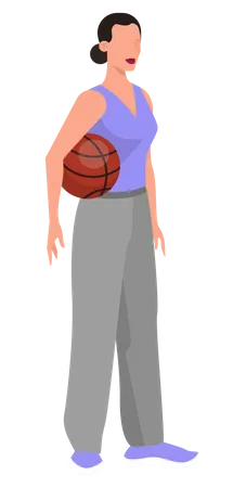 Woman Basketball Player In Sport Uniform Holding Ball Athlete Person Isolated Flat Vector Illustration Illustration