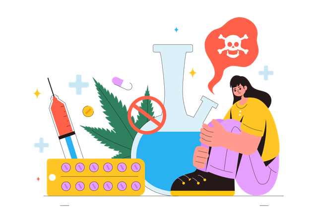 女性が薬物乱用者になる  イラスト