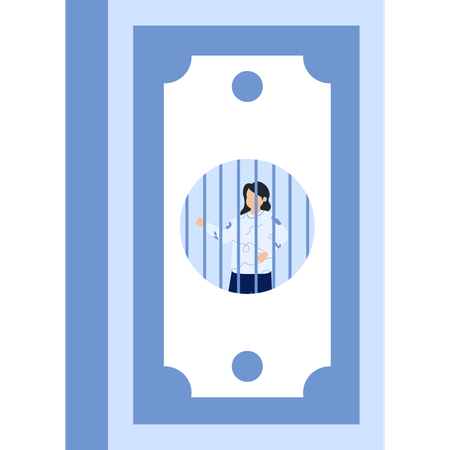 Woman behind bars  Illustration