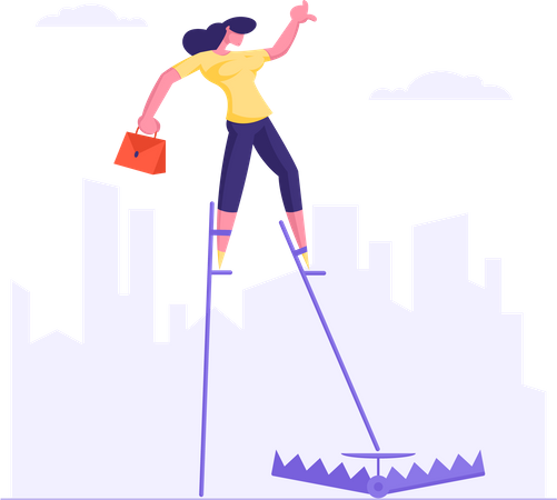 Woman being careful from the risks Illustration