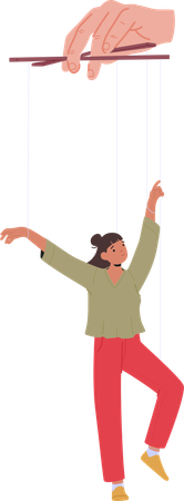 Woman being controlled by puppet string  Illustration