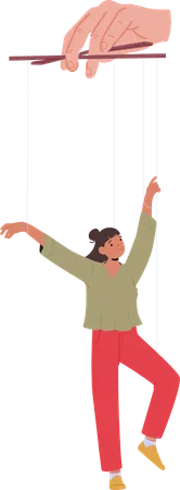 Woman being controlled by puppet string  Illustration