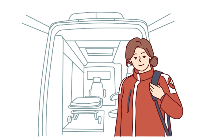 Woman belongs to paramedic staff  Illustration