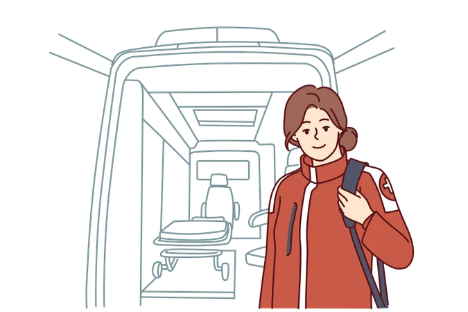 Woman belongs to paramedic staff  Illustration