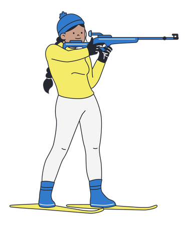 Woman Biathlete Skiing  Illustration