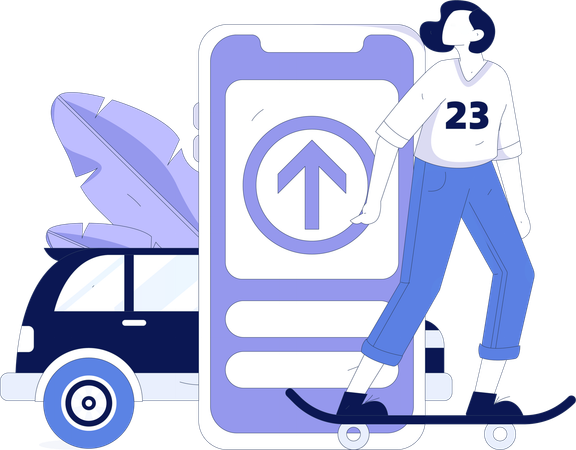 Woman booking cab  Illustration