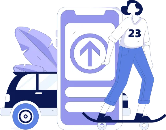 Woman booking cab  Illustration