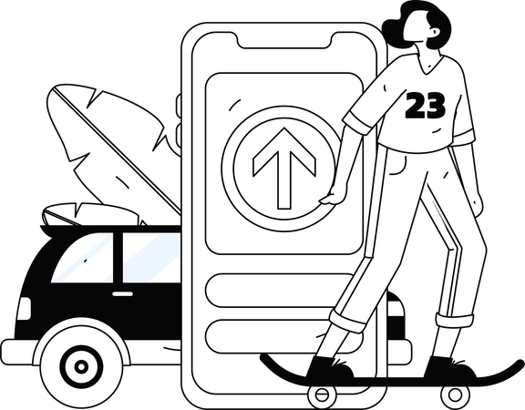 Woman booking cab  Illustration