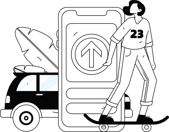Woman booking cab  Illustration