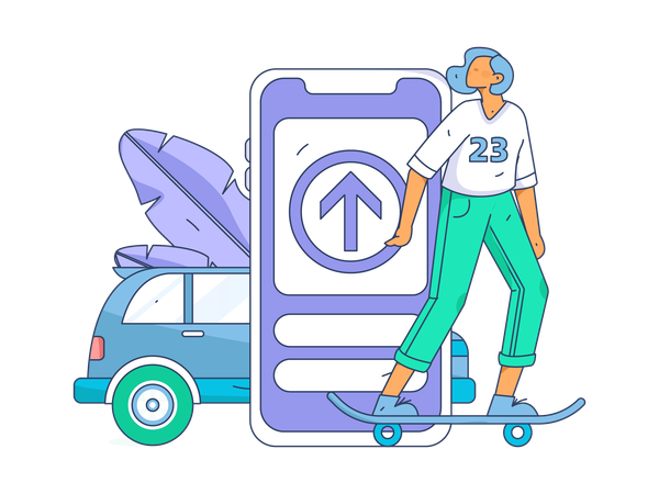 Woman booking cab  Illustration