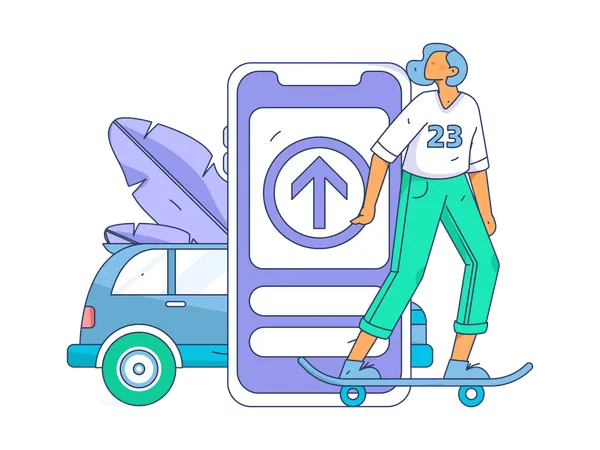 Woman booking cab  Illustration