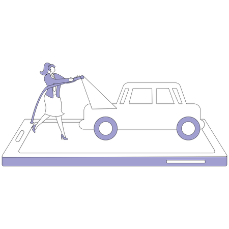 Woman booking car wash service online  Illustration