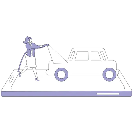 Woman booking car wash service online  Illustration