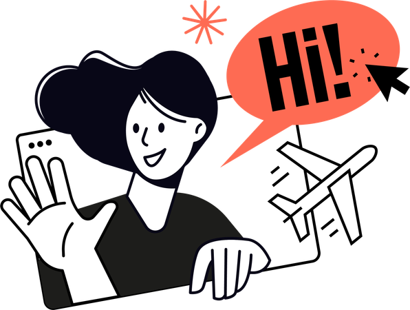 Woman Booking Flight Ticket  Illustration