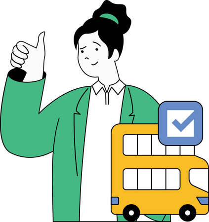 Woman booking online bus  Illustration