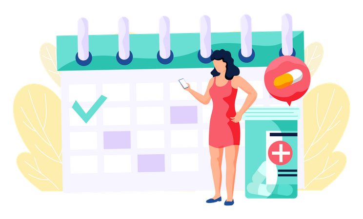 Woman booking Online doctor appointment Illustration