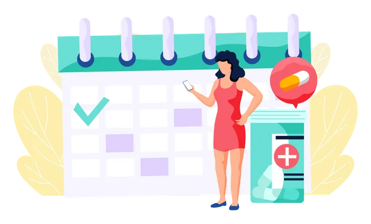 Woman booking Online doctor appointment Illustration