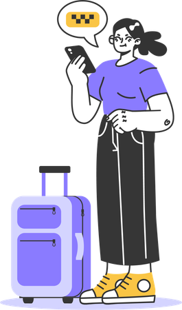 Woman booking online taxi  Illustration