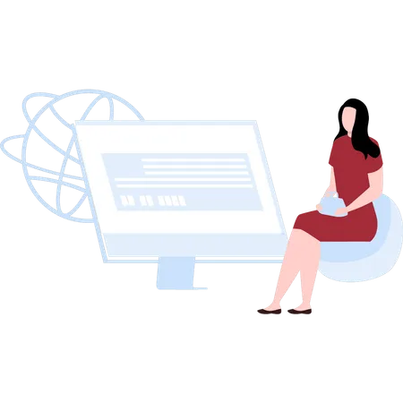 Woman booking ticket  Illustration