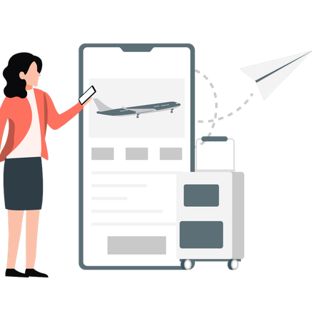 Woman booking ticket online  Illustration