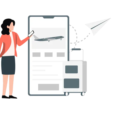 Woman booking ticket online  Illustration