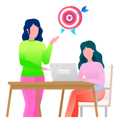 Woman boss asking of target audience  Illustration