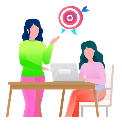 Woman boss asking of target audience  Illustration