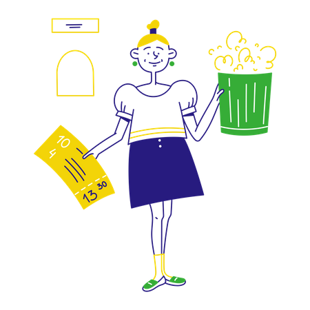 Woman bought movie tickets  イラスト