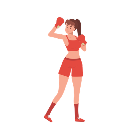 Woman Boxer in Gym Workout Session  Illustration