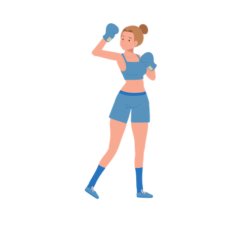 Woman Boxer in Gym Workout Session  Illustration