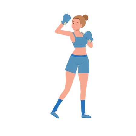 Woman Boxer in Gym Workout Session  Illustration